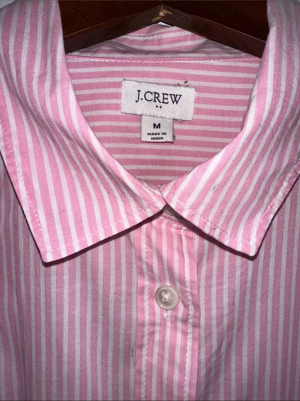 J. Crew Pink and White Striped Button-Down Shirt